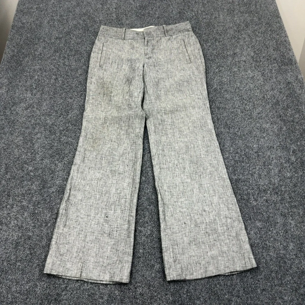 Banana Republic Pants Womens 6 Gray Linen Wide Leg Martin Fit‎ Workwear Casual